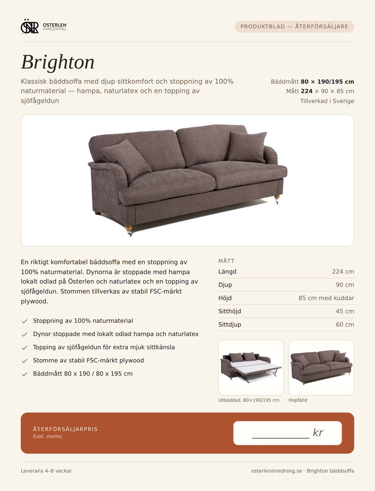 Brighton sovesofa fra Österlen inredning